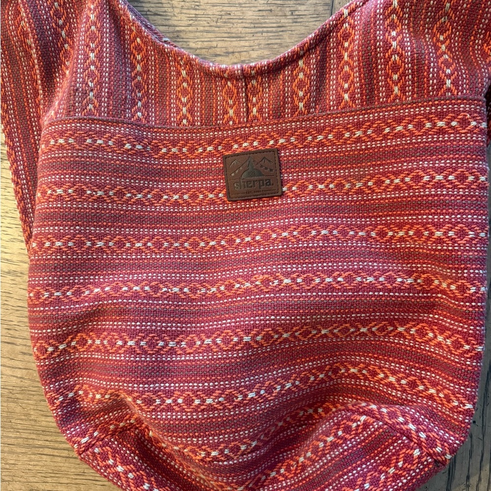 Sherpa Red Patterned hobo tote Bag